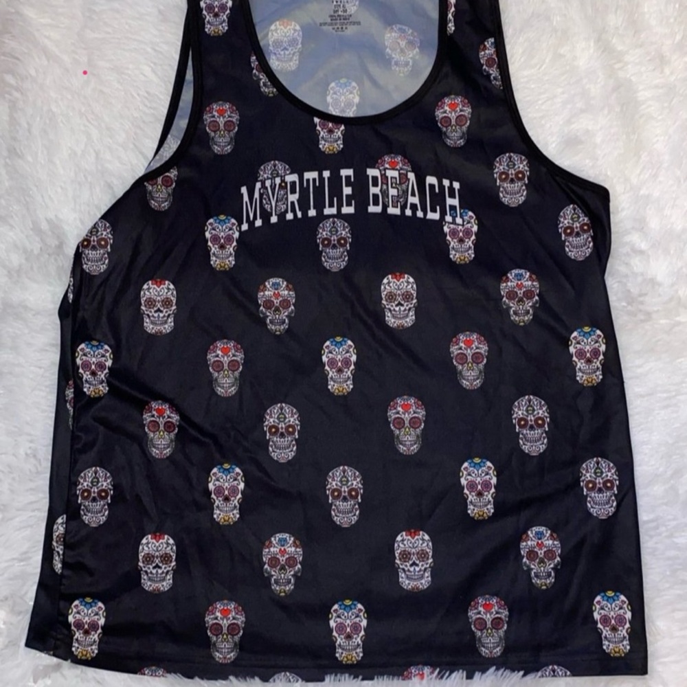 Black and Red Skull Pattern Tank Top